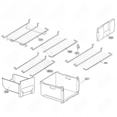 RIPIANO, SCOMPARTO (CODICE 856A) FRIGORIFERO, CONGELATORE - 4811700200