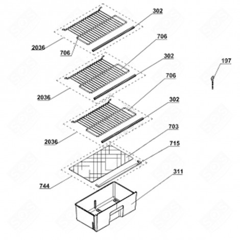 RIPIANO, SCAFFALE FILO (CODICE 706) FRIGORIFERO, CONGELATORE - 4547030100