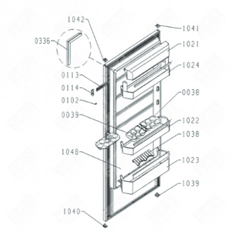GUARNIZIONE DELLA PORTA (CODICE 0336) FRIGORIFERO, CONGELATORE - 44X0261