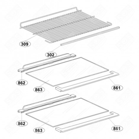 RIPIANO, MENSOLA (RIFERIMENTO 309) 460X288 MM FRIGORIFERO, CONGELATORE - 4237320300