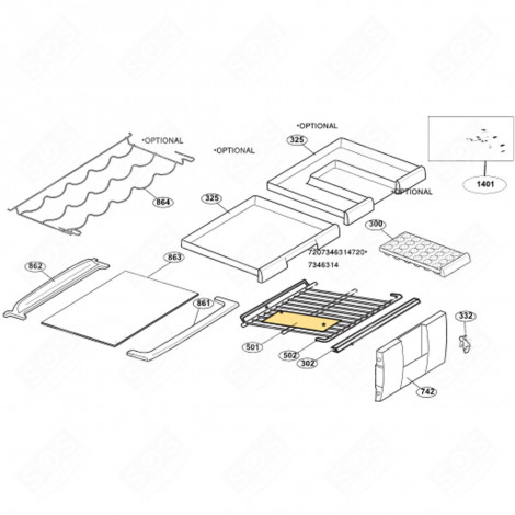 CONTENITORE PER CUBETTI DI GHIACCIO (RIF. 300) FRIGORIFERO, CONGELATORE - 4216390100