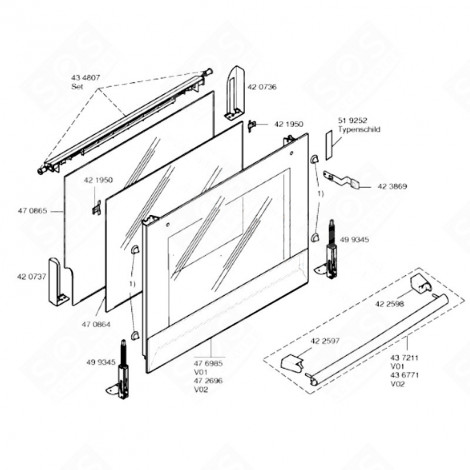 VETRO ESTERNO (CODICE N°476985) FORNI, FORNELLI ELETTRICI E A GAS - 00476985