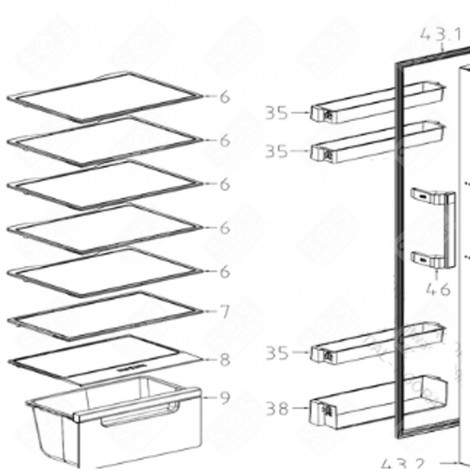 BALCONCINO / MENSOLA (CODICE DI RIFERIMENTO 35) FRIGORIFERO, CONGELATORE - FR000523