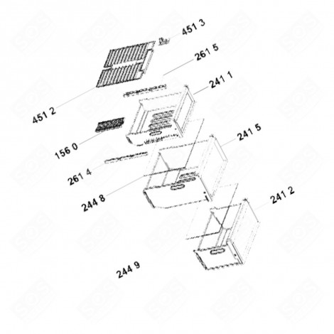 CASSETTO SUPERIORE, RIFERIMENTO 241 1 420X425X165 MM FRIGORIFERO, CONGELATORE - C00568140, 488000568140