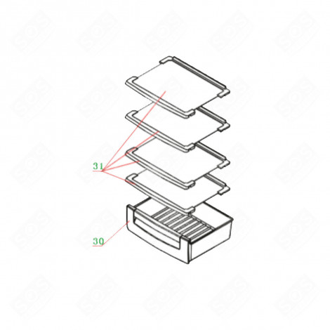 CASSETTO PER VERDURE (PUNTO 30) FRIGORIFERO, CONGELATORE - FR001218